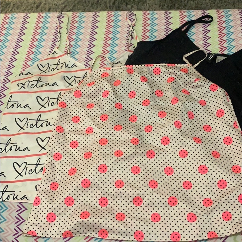 2 satin sleep top from Victoria’s Secret and H&M